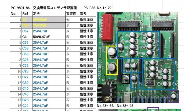 【PC-9801-86 交換用電解コンデンサセット】86音源