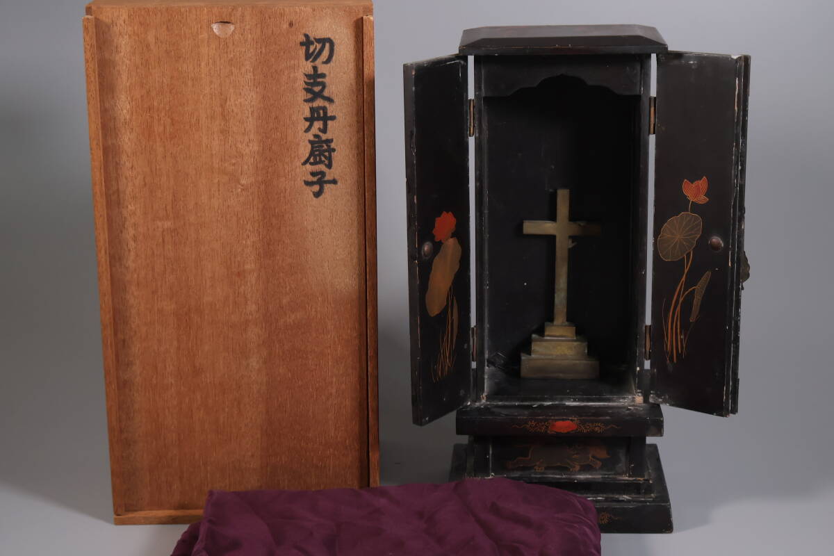 【和】(A5016)　時代古作　キリシタン　切支丹厨子　仏像　仏教美術　時代蒔絵　保管箱有　コレクター放出品