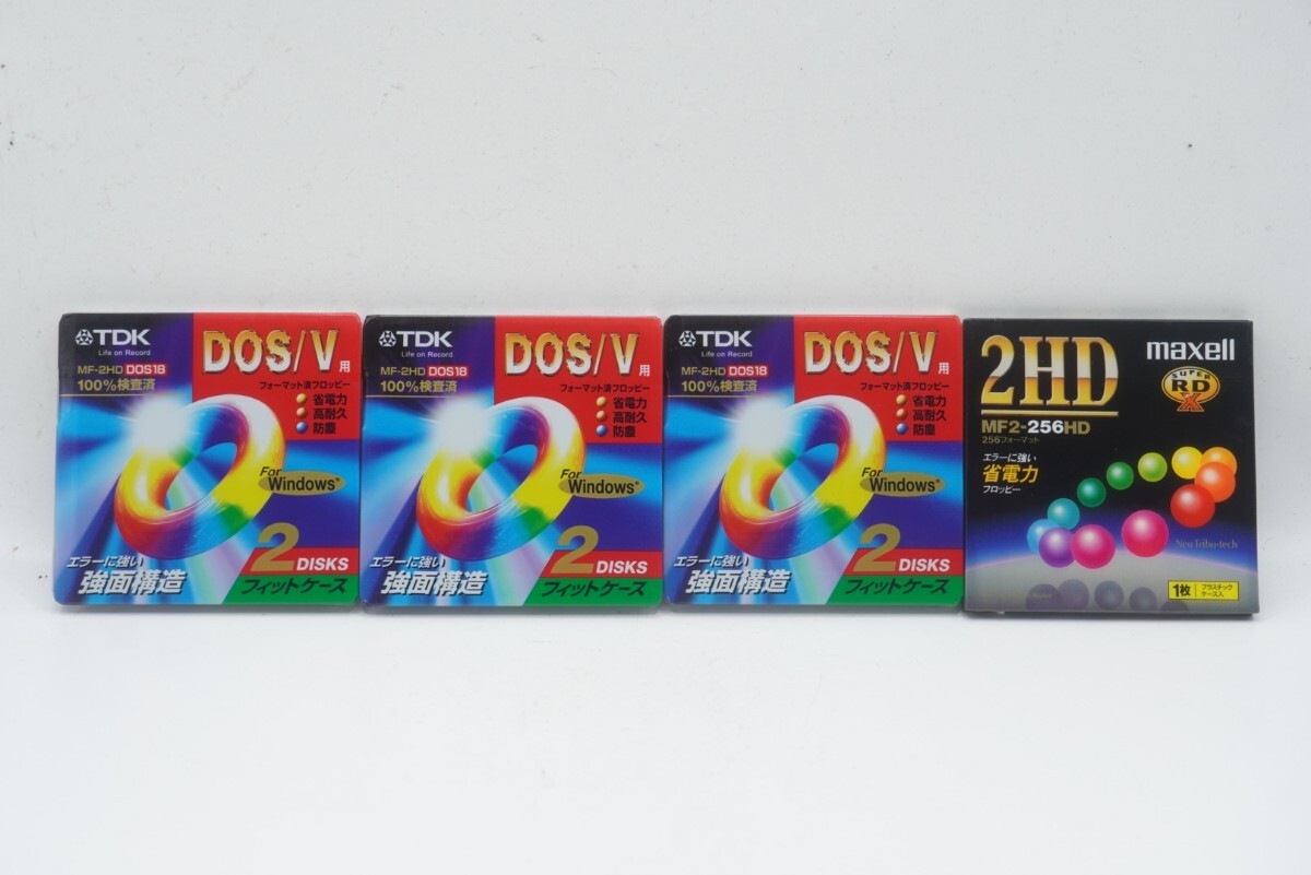 3.5インチ フロッピーディスク TDK MF-2HD DOS18 2枚組 3セット,maxell MF2-256HD 1枚, SONY MFD-2HD 10枚組 合計17枚 未使用未開封品