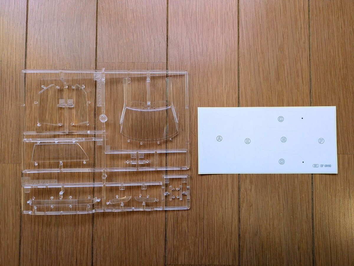 ハセガワ　1/24　EF9 シビック 用　クリアーパーツ(X部品) と 塗分けシール のセット