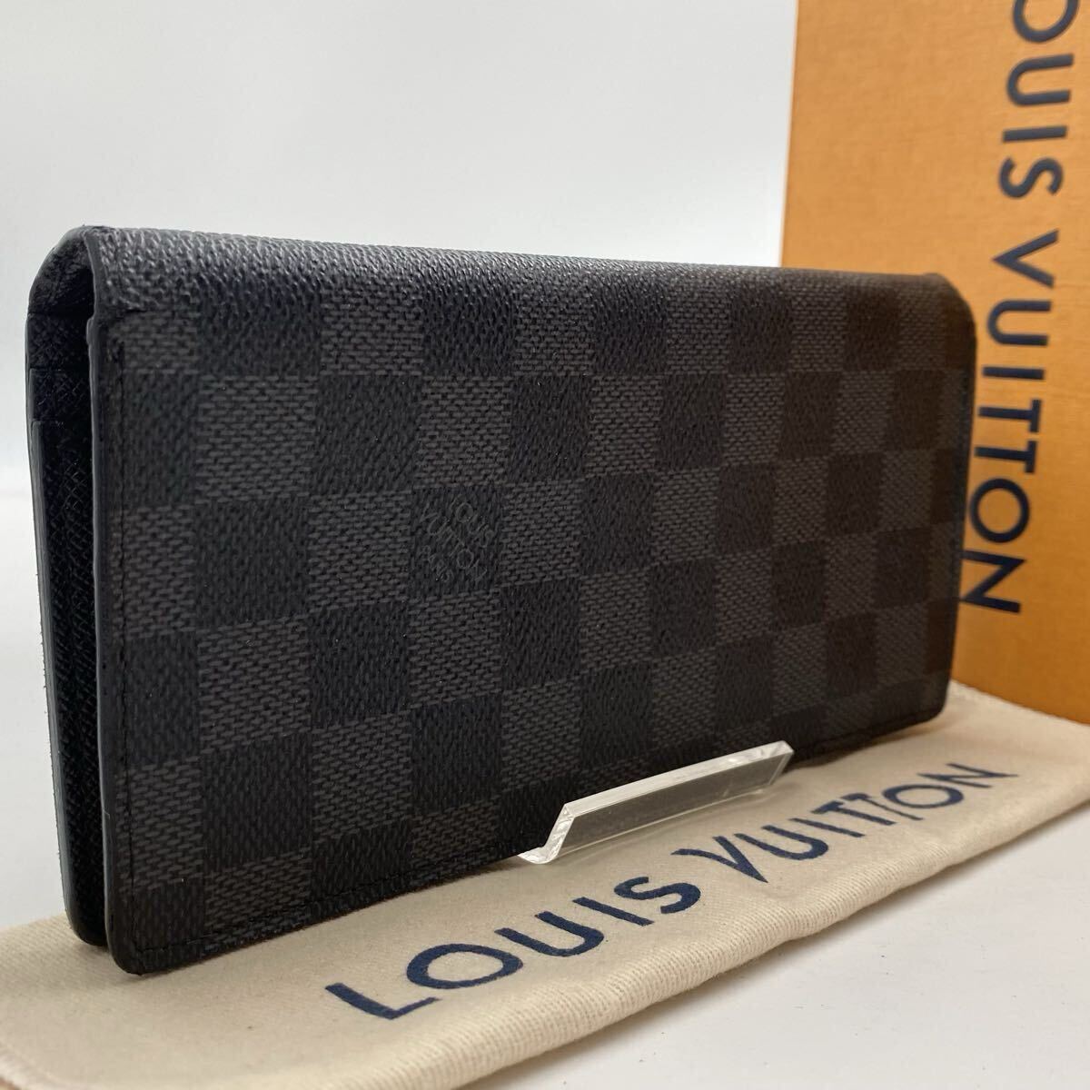 【美品】LOUIS VUITTON ルイヴィトン ダミエ グラフィット ポルトフォイユ ブラザ N62665 長財布 お札入れ　483