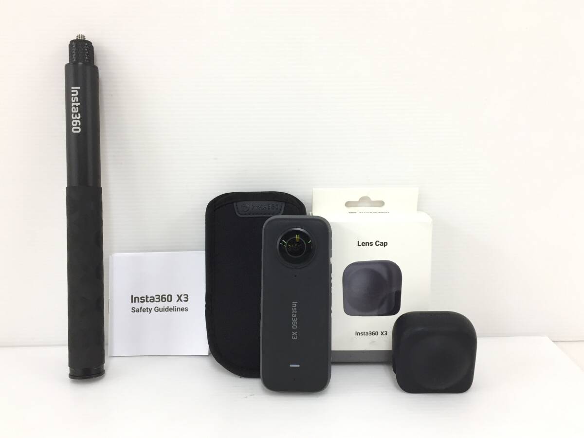 〇 Insta360 X3 アクションカメラ 自撮り棒 レンズキャップ 付属 動作品