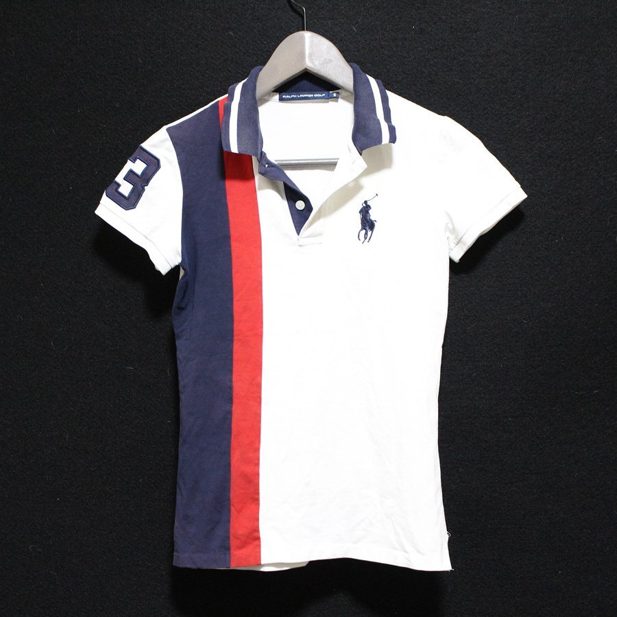 RALPH LAUREN GOLF ラルフローレン ゴルフ ビッグホースロゴ刺繍 ストレッチ ポロカットソー 白 S