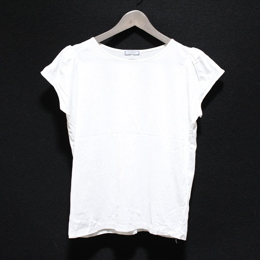 YVESSAINTLAURENT イヴサンローラン ロゴ刺繍 フレンチスリーブ Tシャツ カットソー