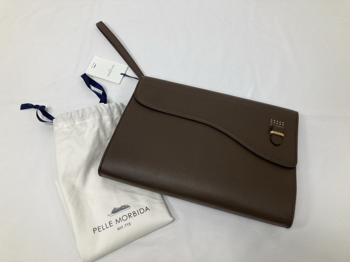 ・【美品】 PELLE MORBIDA ペッレモルビダ クラッチバッグ レザー セカンドバッグ 保管袋付き