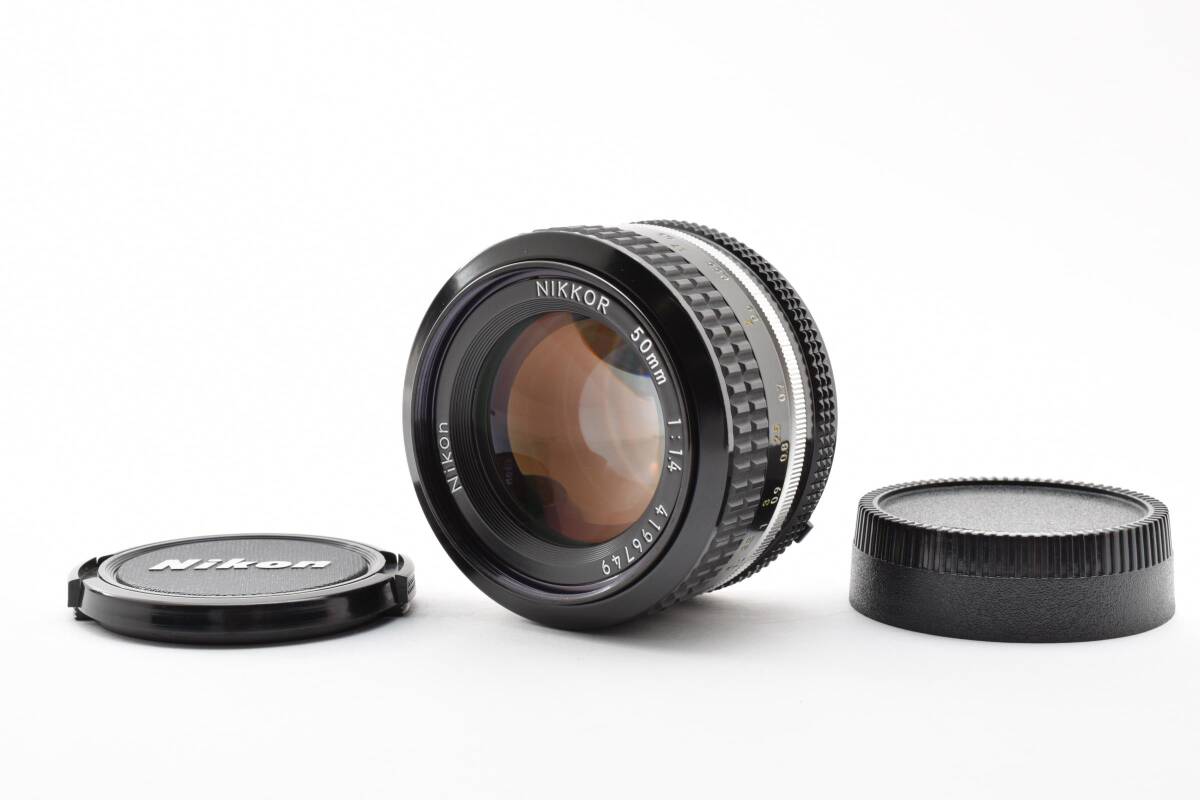 【美品】NIKON Ai NIKKOR 50mm F1.4 50/1:1.4 ニコン AI ニッコール Fマウント ＜前後キャップ＞★ ＃K8Y2412bc 1円スタート！
