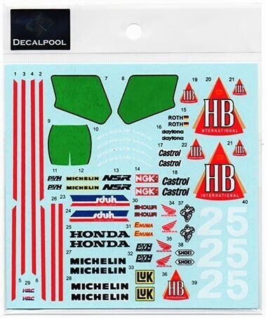 1／12 タミヤ HONDA NSR250 HB #2/5 WGP'89/90 デカールのみ オートバイ