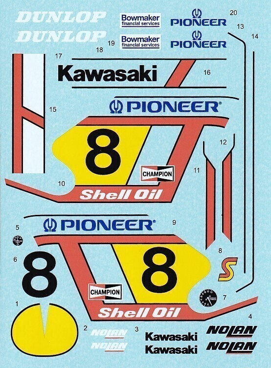 1／12 KAWASAKI KR500 WGPデカールのみ オートバイ タミヤ