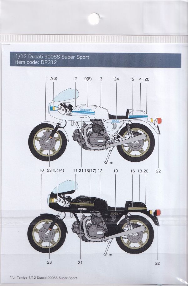 1／12 Ducati 900SS Super Sport デカールのみ オートバイ タミヤ