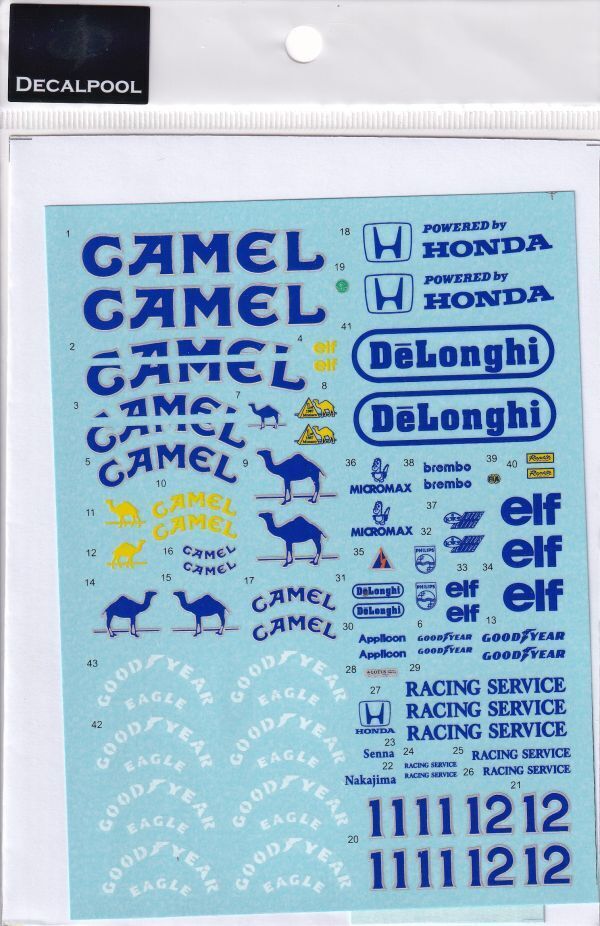 1/20 Lotus 99T CAMEL 1987 Full Decal デカールのみ タミヤ