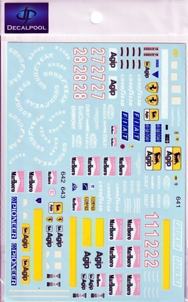 1/20 フェラーリ F1-89 (640~643) デカールのみ