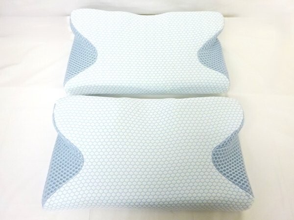 1円スタート FCYOUO 枕 2個セット 首が痛くならない 低反発 安眠 高さ調整可能 洗えるカバー 通気性 F&L スカイブルー ホワイト D05364/BP
