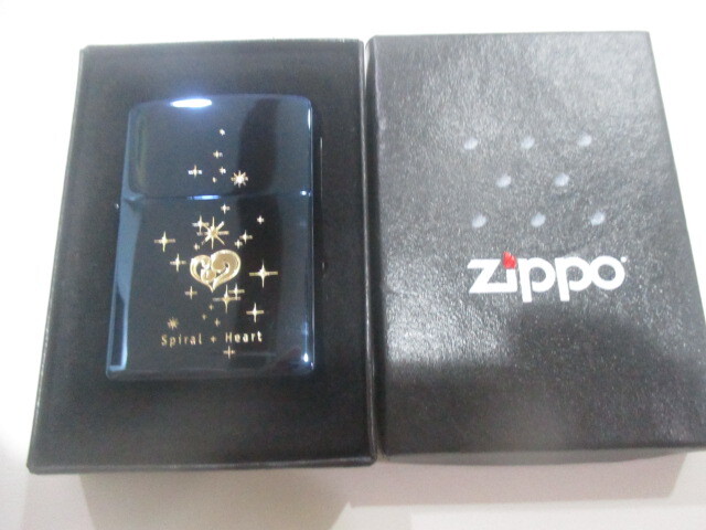 Zippo Spiral Heart ジッポー ジッポ スパイラルハート シリアル No 2359 ネイビーカラー 元箱付き