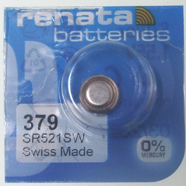 ■ 腕時計用ボタン電池 ★ 379 ■ SR521SW ■ RENATA・レナタ ■ スイス製 ◆ 酸化銀電池 ■