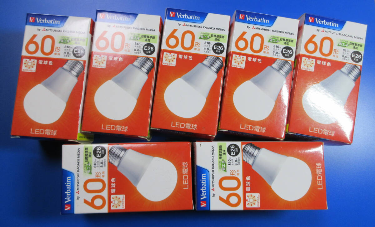 LED電球 Verbatim 60形 口金 E26 電球色 LDA8L-G/V6 7個
