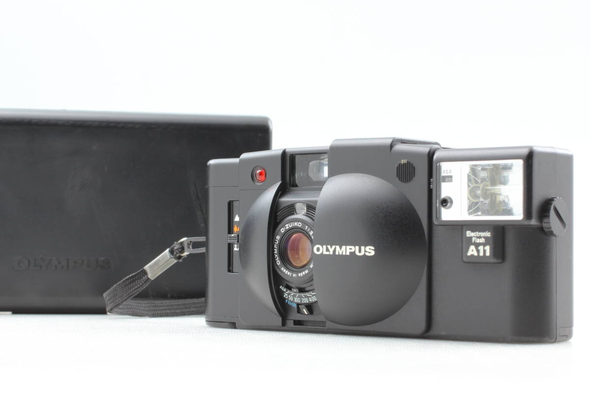 【美品・箱付】 Olympus XA2 ブラック A11フラッシュ付 コンパクトフィルムカメラ 動作良好 EF-2087