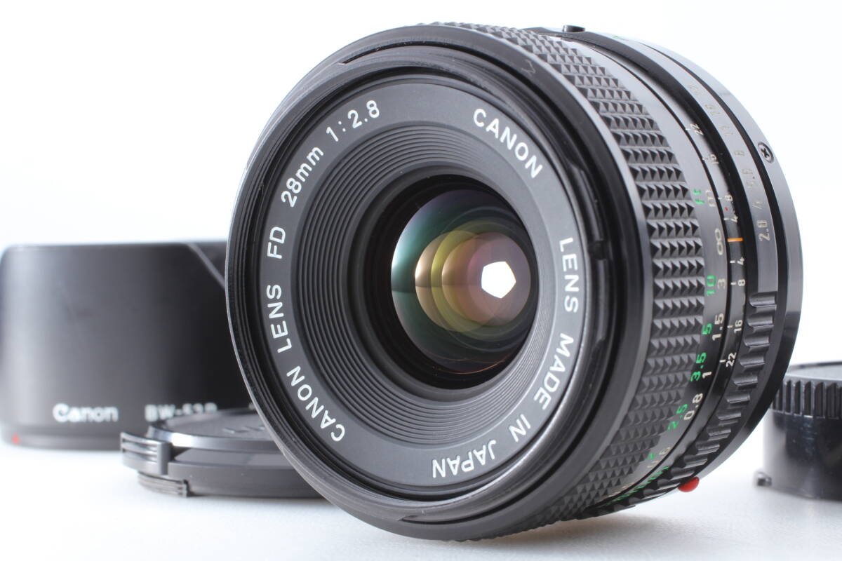 【美品】フード付 Canon New FD 28mm F2.8 広角単焦点レンズ 動作良好 EF-2331