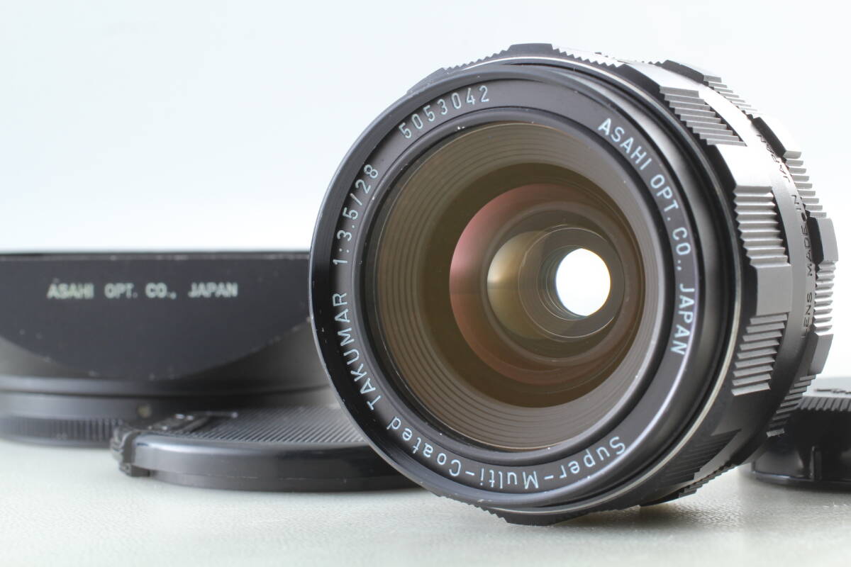 【美品・フード付】Pentax Super-Multi-Coated Takumar 28mm F3.5 広角単焦点レンズ 動作良好 EF-2338