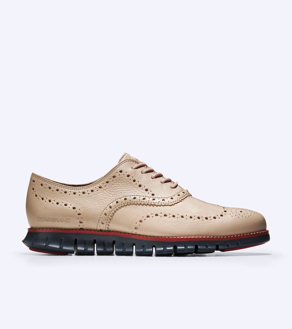 4万 超美品 COLE HAAN コールハーン ゼログランド ウィングチップ オックスフォード US9.5 27cm セメント / オンブレブルー 天然皮革