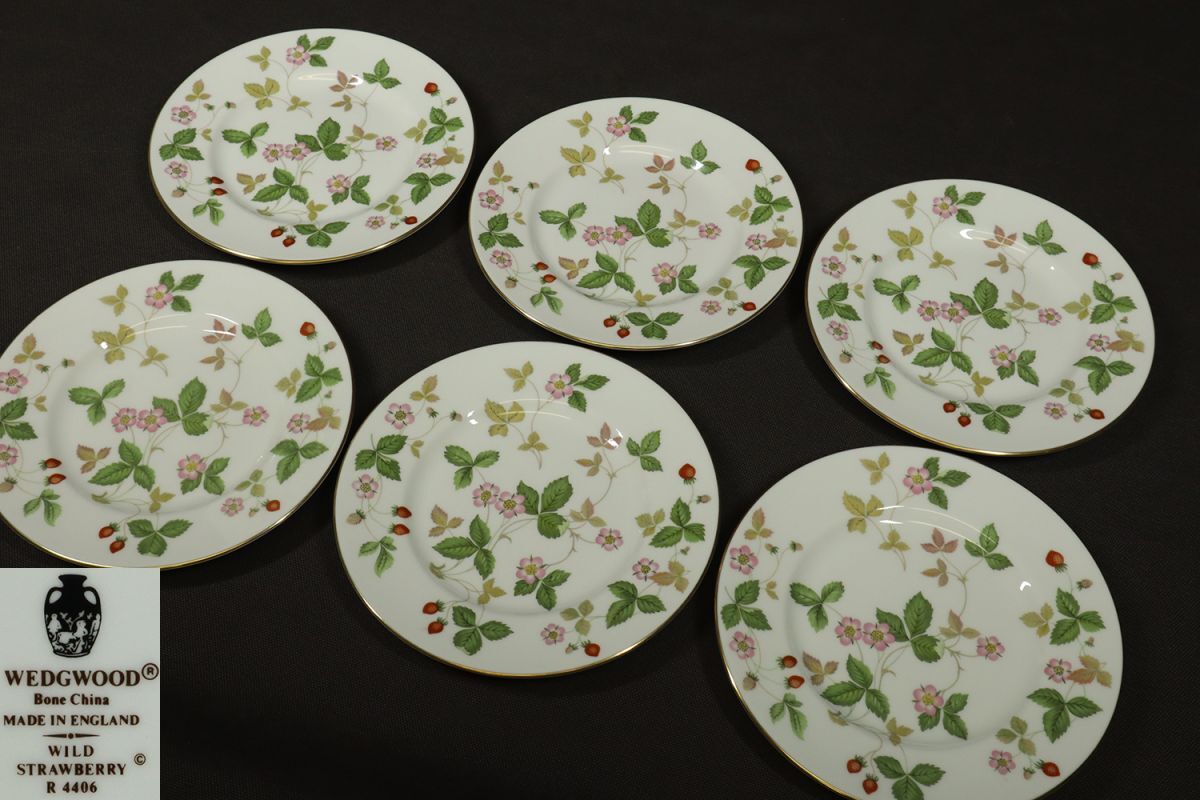 I7314 WEDGWOOD ウェッジウッド ワイルドストロベリー 15cm プレート 6枚 美品