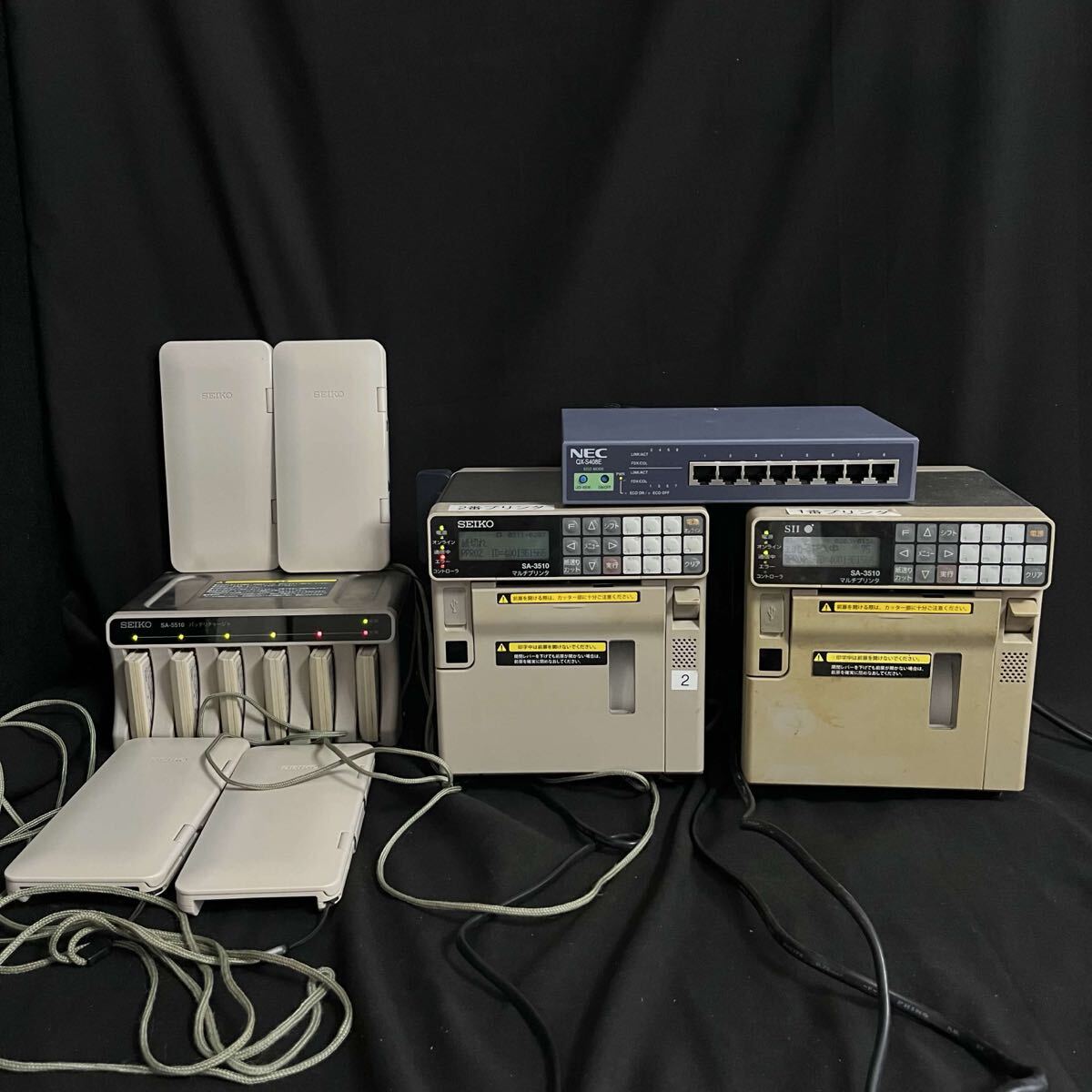 T 8点まとめ SEIKO SA-4510 ハンディターミナルSA-3510 マルチプリンター NEC QX-S408E SA-5510 バッテリチャージャ 通電確認済含T2606294