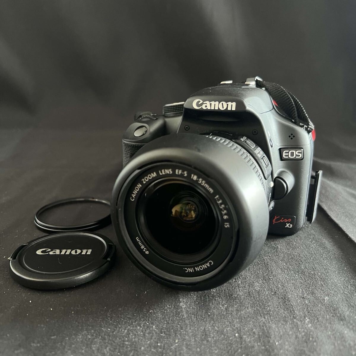 R canon eos kiss X3 zoom lens EF-S 18-55mm 1:3.5-5.6 キャノン 一眼レフ カメラ ボディ レンズ 通電動作未確認 R2607165