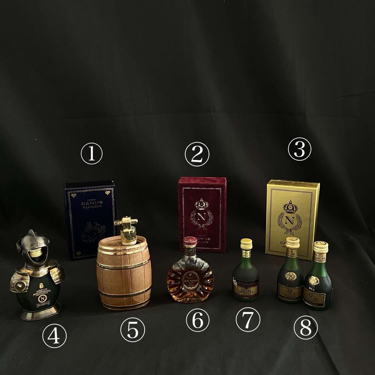 R 【未開栓】ブランデー ミニボトル 6本 まとめ CAMUS カミュ REMY MARTIN XO MARQUIS DE MONTESQUIOU ARMAGNAC 他 外箱付含 R2607241