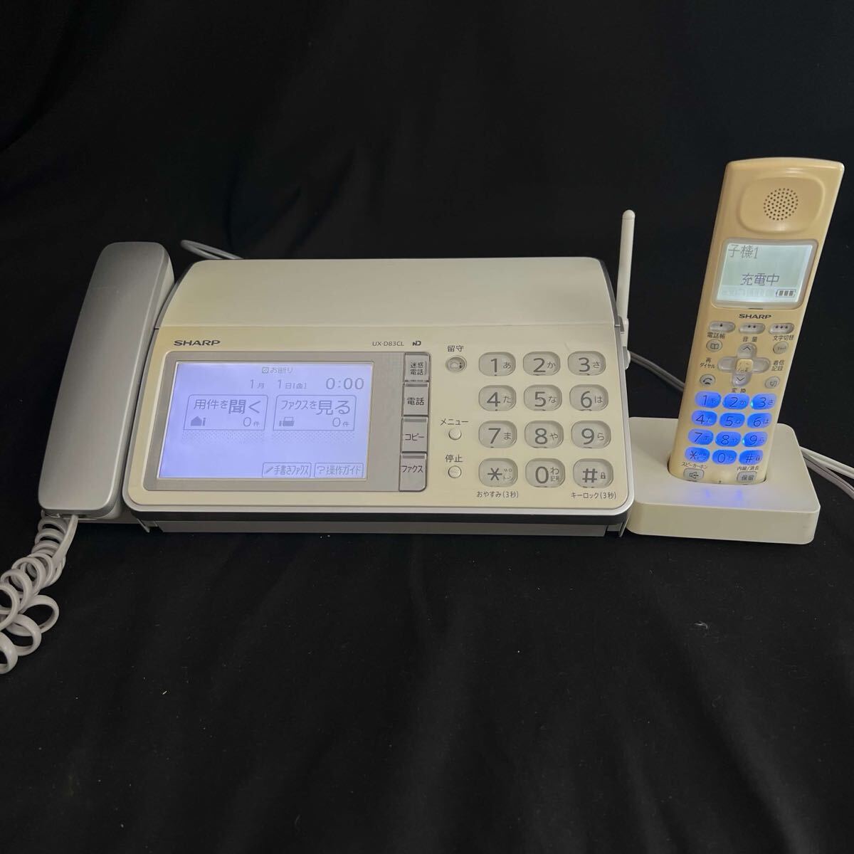 T SHARP UX-D83CL シャープ デジタルコードレスファクシミリ タッチパネル 親機 子機 JD-KS28 通電/簡易動作確認済 T26072722