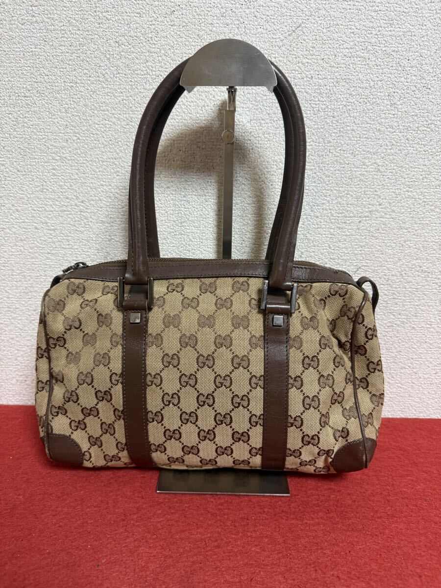 JP4755＊バッグ GUCCI グッチ ミニボストンバッグ GGキャンバス レザー 000 0851 訳あり＊