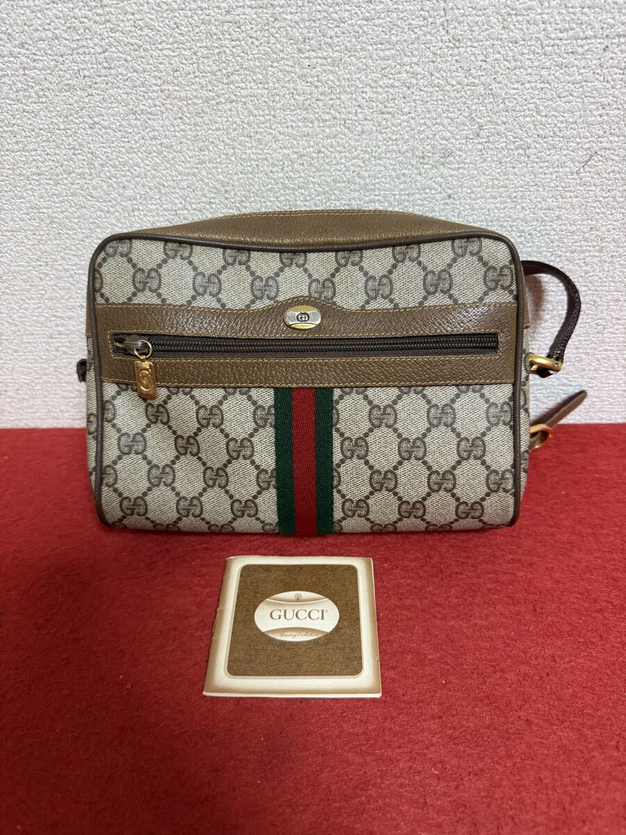 JP4756＊GUCCI グッチ オールドグッチ GGスプリーム ショルダーバッグ シェリーライン ロゴ ブラウン 肩紐切れ＊