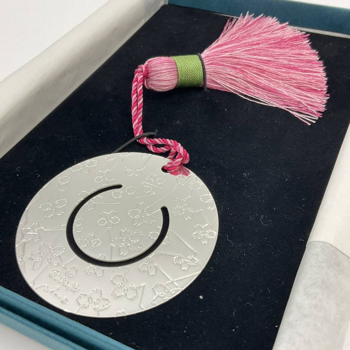 クリストフル 桜 しおり ブックマーカー Christofle ピンクタッセル シルバープレート 銀 箱・保証書付 高島屋 美品