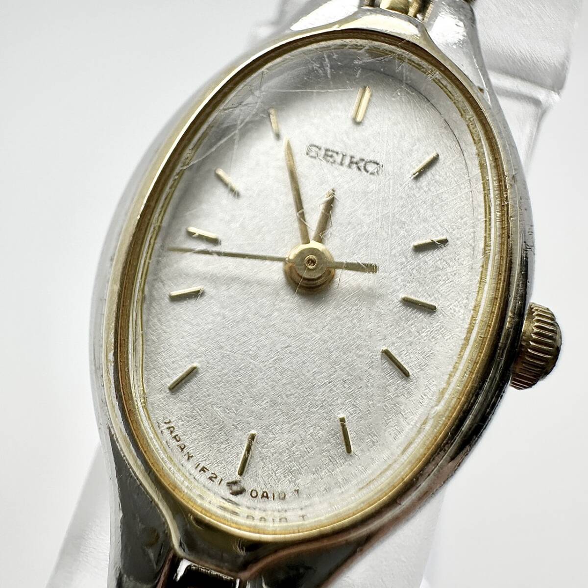 売り切り！SEIKO セイコー レディース腕時計 1F21-5A00 コンビ オーバル 2針 クォーツ アンティーク 動作未確認 ジャンク