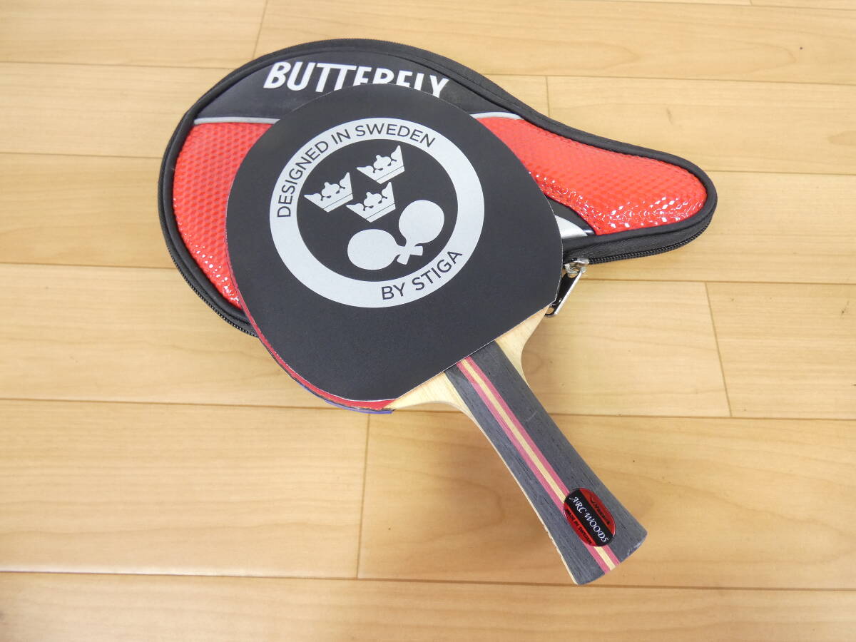 長期保管品【YASAKA】シェイクハンドラケット★未使用品/ヤサカ/ARC WOOD5/スウェーデン製/Butterfly/SRIVEER-EL/ケース付き＠送料600円(7)