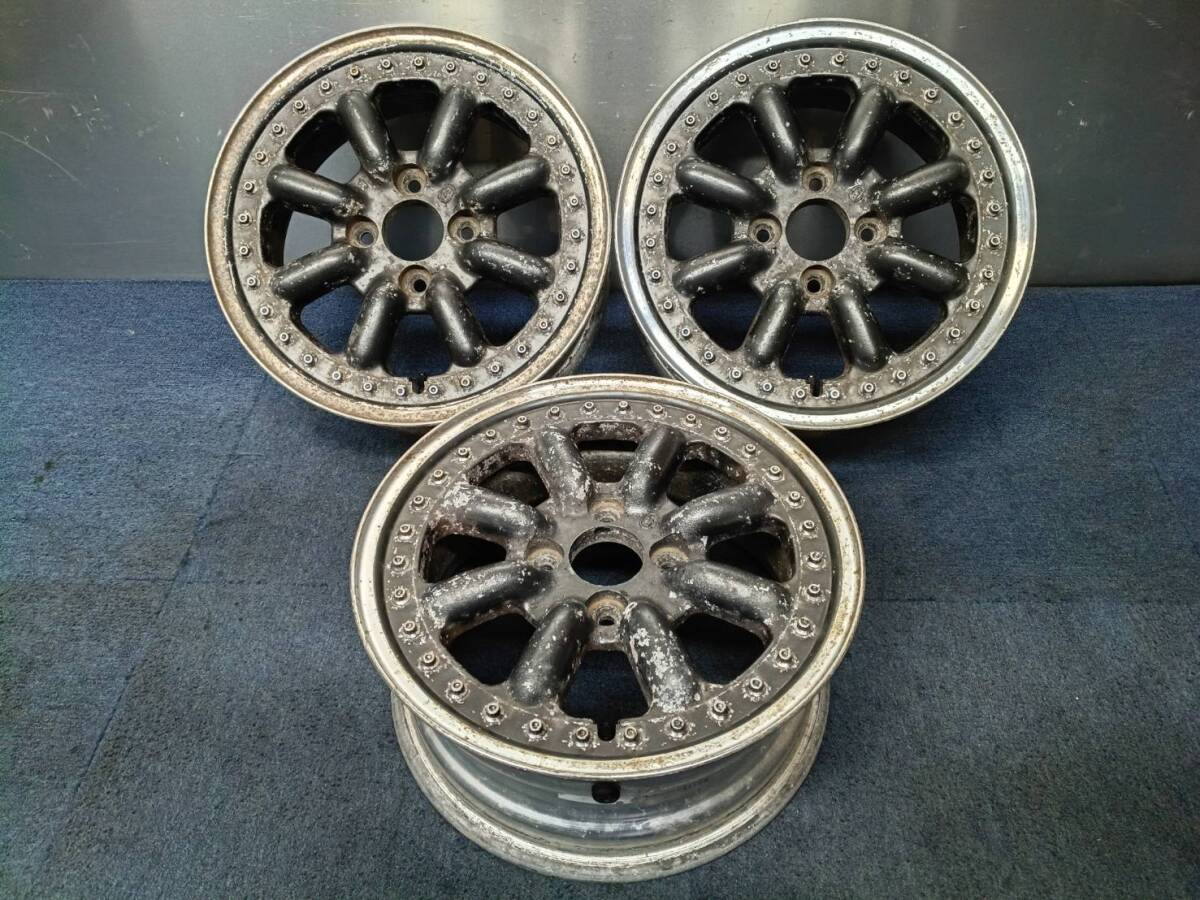 ★希少品★当時物★ ブラックレーシング 14×6J +35(手計測) 4H-100 3本セット 旧車等