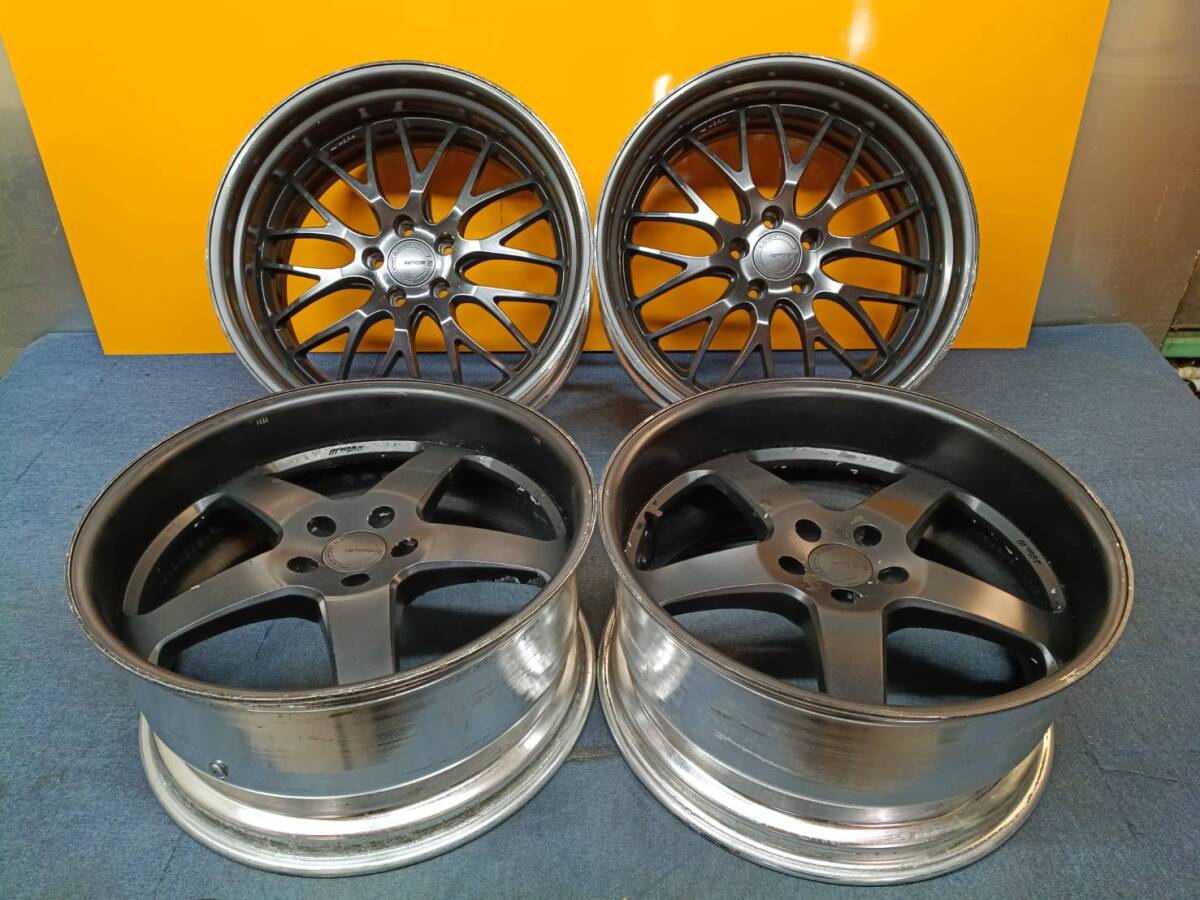 ★希少品★前後異径★左右異径★再塗装品★深リム★ WORK GNOSIS GH3/HS202 20×9.5J +8/+13 5H-114.3 4本セット