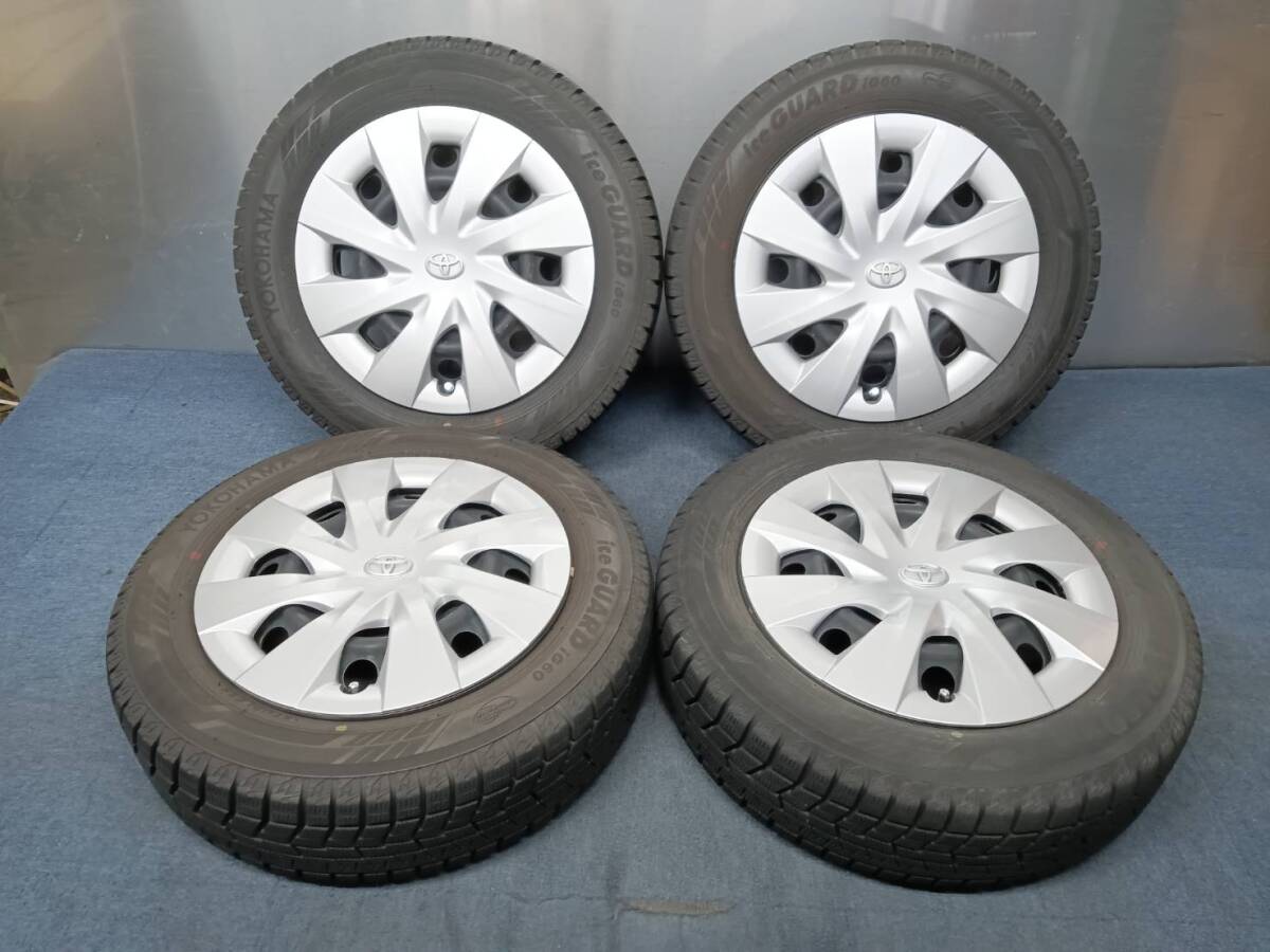 ★8-8.5分山★21年製★ ヨコハマiceGUARD iG60 175/65R15　トヨタ純正スチールホイール 15×5J 4H-100 4本セット スタッドレス　A12