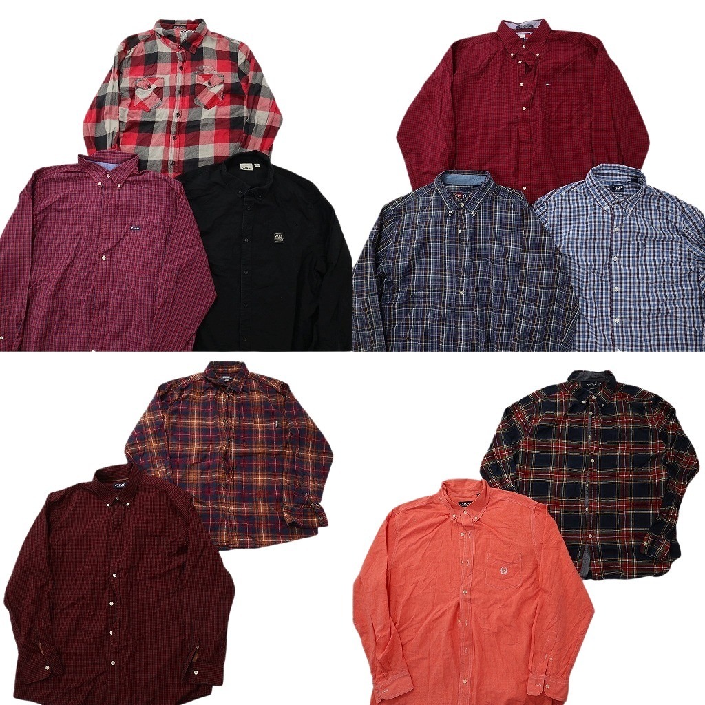 古着卸 まとめ売り ブランド 長袖シャツ 10枚セット ( メンズ XL ) トミー フラッグタグ チャップス ノーティカ NF6331 1円スタート