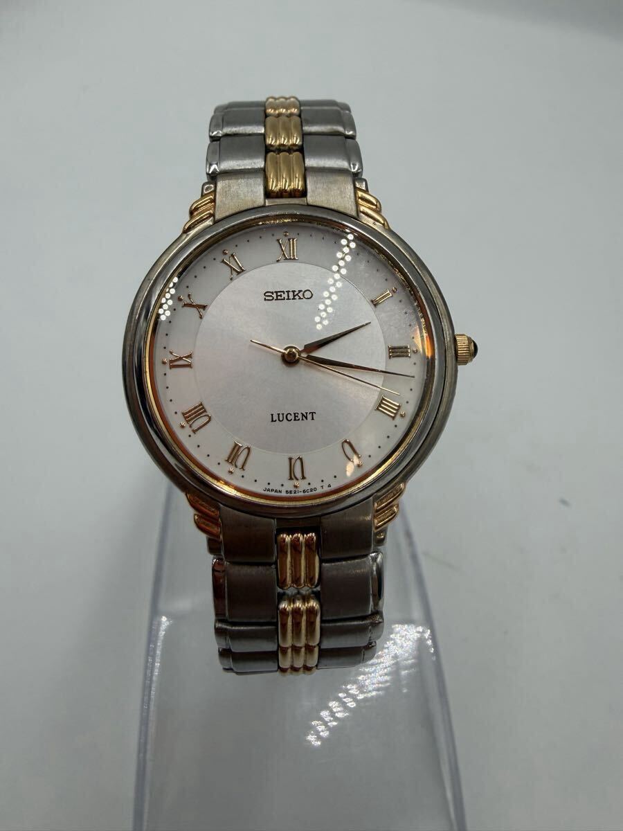 SEIKO LUCENT セイコー ルーセント 5E21-6C40 クォーツ コンビ ローマンインデックス 白文字盤 メンズ/ユニセックス 腕時計 不動