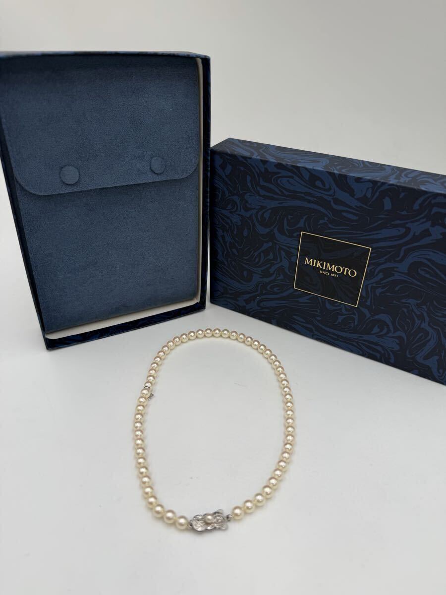 ミキモト MIKIMOTO アコヤ本真珠 パール ネックレス 約6.2mm 22.2g Mチャーム SIL刻印 留め具 箱付き ジュエリー 冠婚葬祭