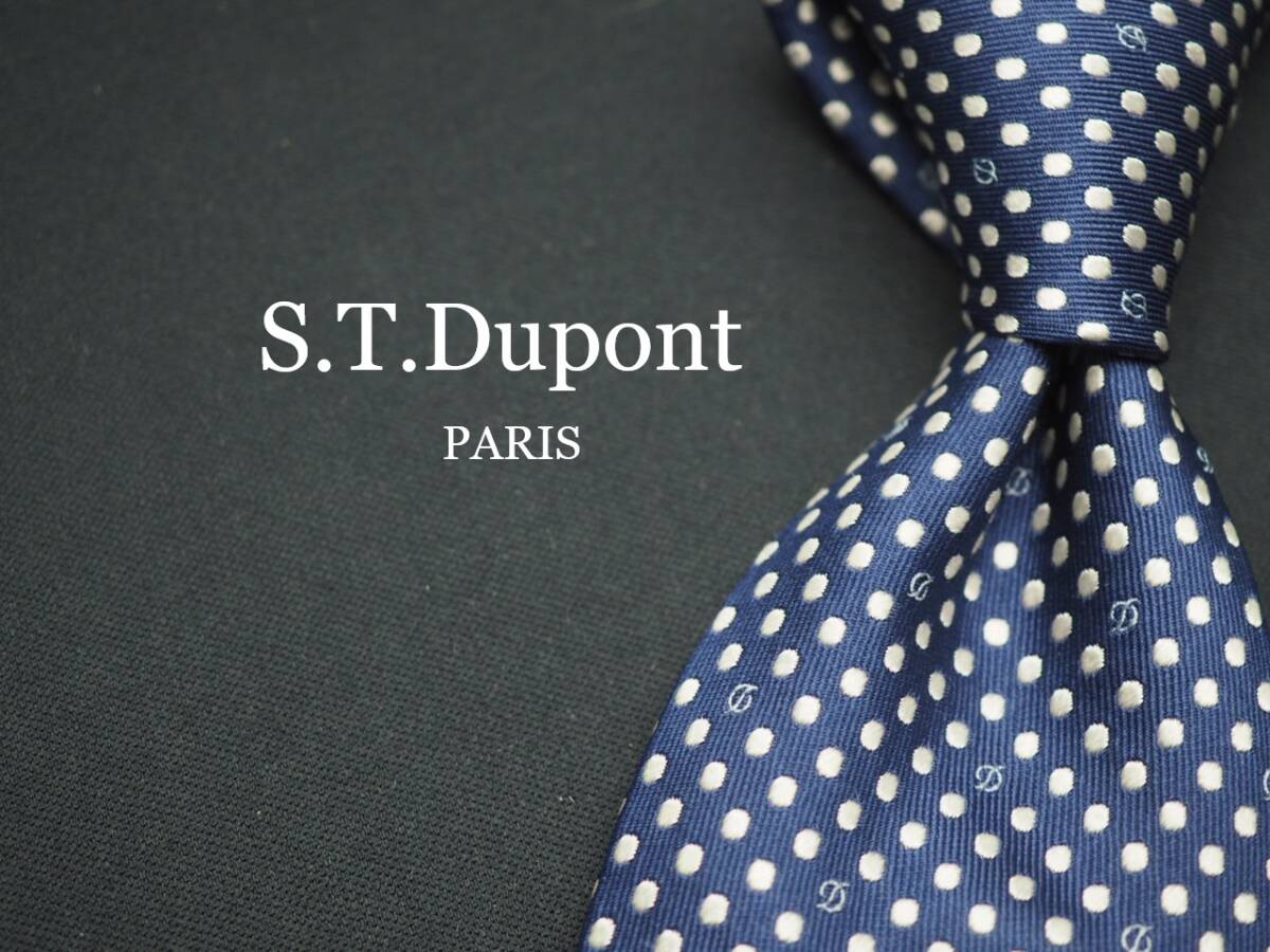 【S.T.Dupont デュポン】 J 2877 ロゴ SILK ブランド ネクタイ 古着 良品 転売 仕入