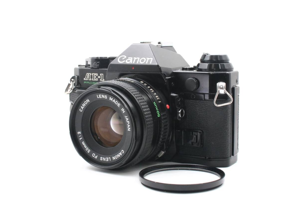 【動作品】CANON AE-1PROGRAM ブラック CANON NEW FD 50mm F.2.0 フィルム 一眼レフ カメラ MF 標準 単焦点 レンズ付き