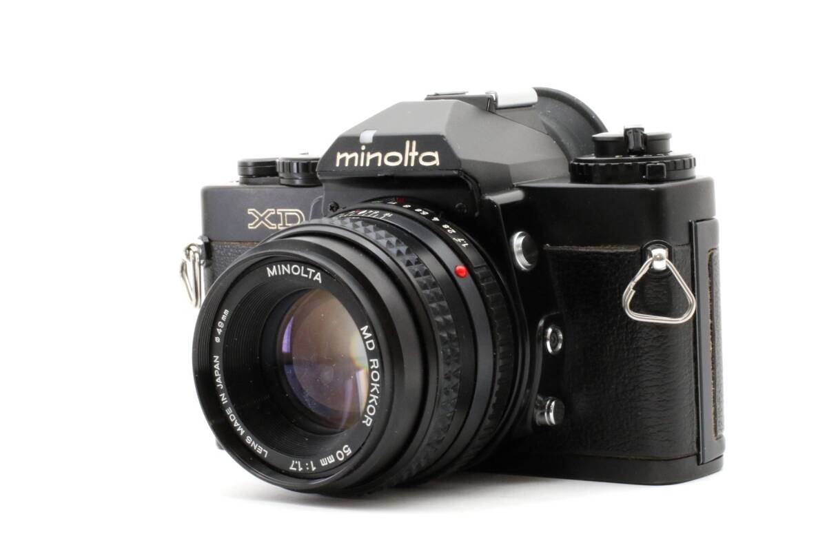【動作品】MINOLTA XD ブラック MINOLTA MD ROKKOR 50mm F1.7 単焦点標準　レンズ付き フィルム 一眼レフ MF カメラ 
