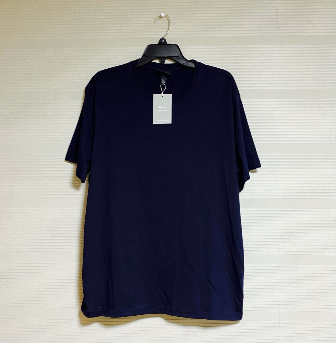 新品 正規品 H&M メンズ プレミアムピマコットン Tシャツ 綿100% 黒 XL シンプル ブラック