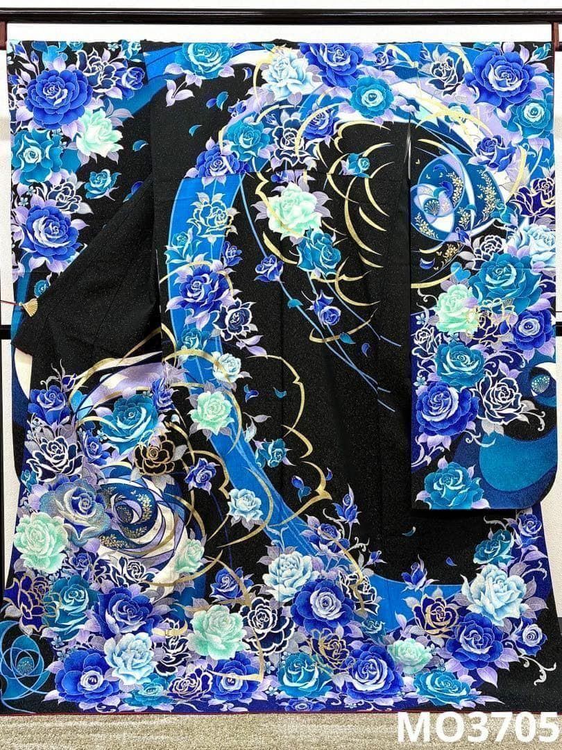 振袖 ラメ刺繍 金彩 銀通し 紋意匠 身丈172cm 撥水加工済 MO3705