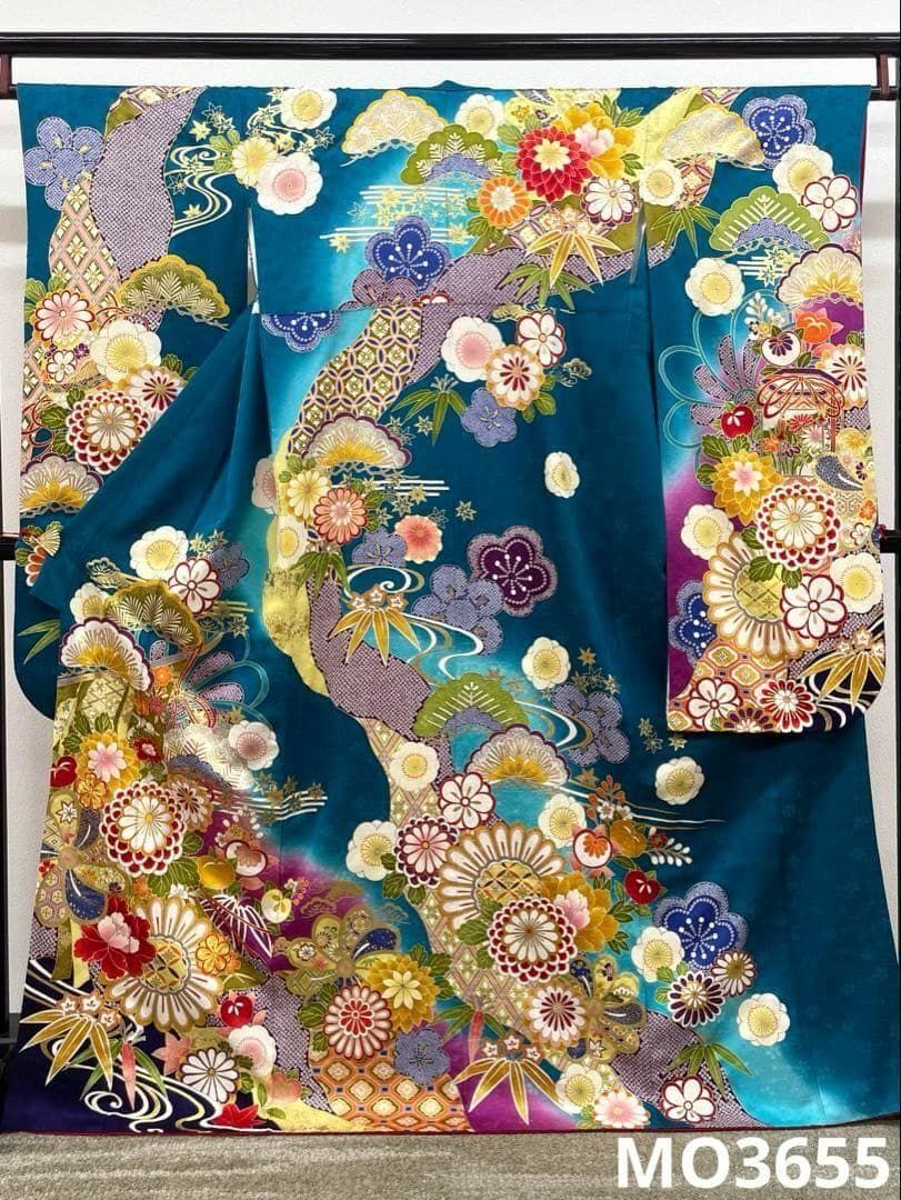 振袖 金駒 刺繍 金彩 紋意匠 身丈165cm 撥水加工済 MO3655
