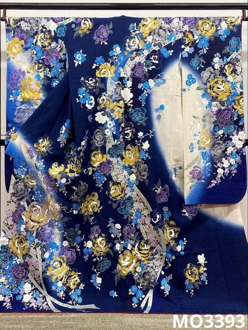 振袖 ラメ刺繍 金彩 銀彩 ストーン 身丈168cm 撥水加工済 MO3393
