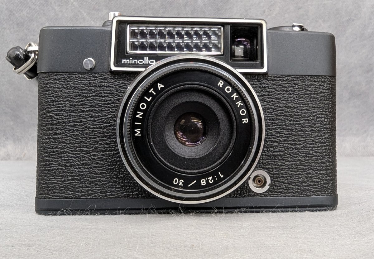 【ジャンク】Minolta repo ミノルタ レポ ブラック 30ｍｍ f1.8 ハーフ フィルムカメラ 革ケース インテリア レトロ 現状品
