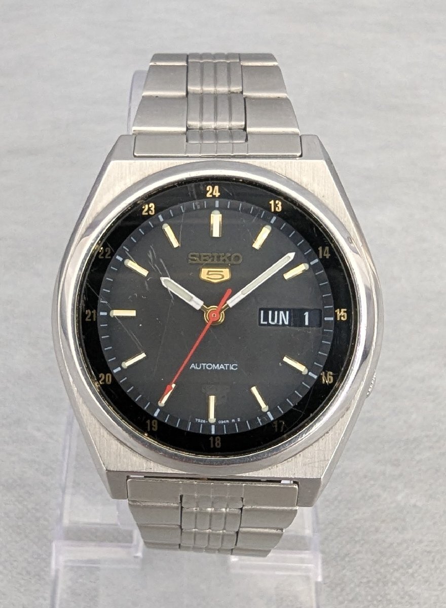 SEIKO 5 AUTOMATIC SKXW59K セイコー5 自動巻き ステンレス 21石 7S26-3210 ヴィンテージ スペイン語 & 英語 中古品 現状品