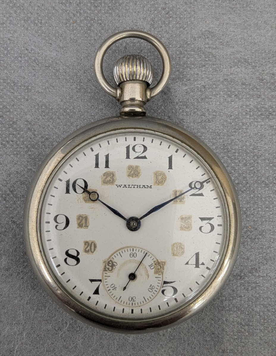 WALTHAM Hand-Wound Pocket Watch ウォルサム 手巻き 鉄道時計 名丑2021 KEYSTONE SILVEROID ポケットウォッチ レトロ 50ｍｍ 現状お渡し