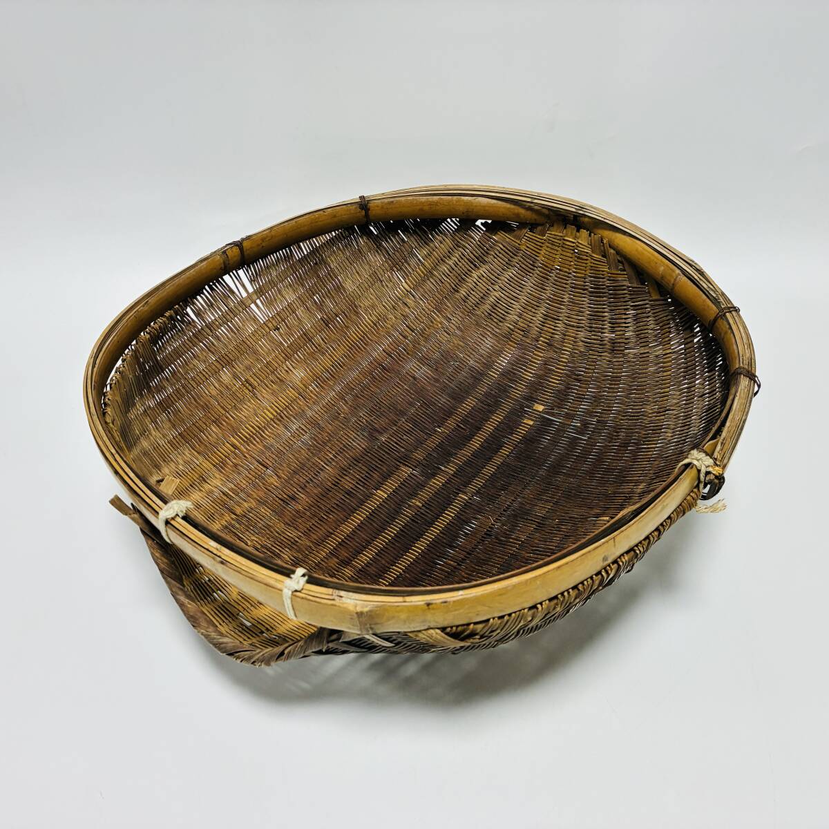 【62878C】片口ざる 竹籠 竹箕 竹ざる 古民具 古道具 古農具 昭和レトロ アンティーク 現状品 経年保管品